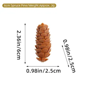 Size specifications of a 6cm artificial spruce pine cone for DIY Christmas crafts