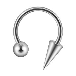 C-shaped G23 titanium horseshoe piercing with ball and cone ends for nose and ear