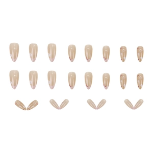 French floral press-on nails with cherry blossoms and bows in almond shape