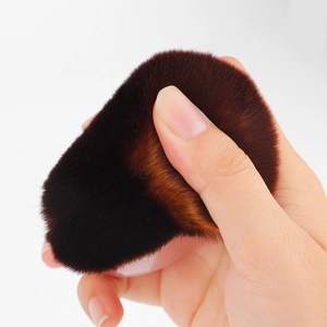 Multifunctional large flat foundation brush with dense brown synthetic bristles for makeup