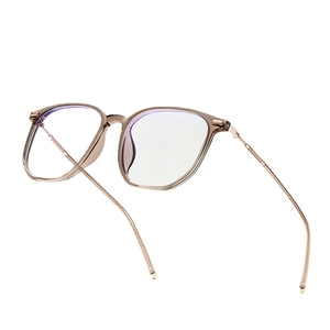 Ultralight tea-colored TR90 frame glasses with blue light blocking lenses and metal temples