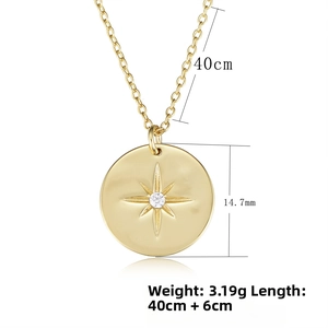 Detailed view of S925 silver coin pendant with 14.7mm diameter and 40+6cm chain specs