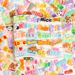 Colorful resin charms with Capybara Panda Baby Love letters for DIY shoe and hair crafts