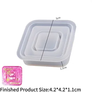Détail du moule en silicone carré de 5cm pour pendentifs à paillettes en résine DIY