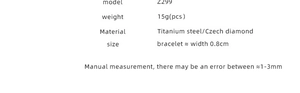 Detail view of product specifications for the titanium steel bracelet with gold plating