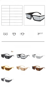 Detailed technical specifications and dimensions for these square fashion sunglasses