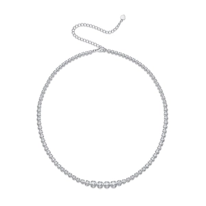 Detail of S925 silver moissanite tennis necklace with gradient round zircon stones