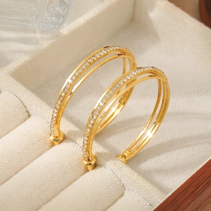 Large Hoop Earrings Copper Zircon Inlaid Gold Plated With Silver Earring Post Fashion Jewelry For Women