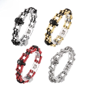 Motorcycle Chain Bracelet 316L Stainless Steel Punk Skull Gothic Hip Hop Biker Jewelry Mechanical Style For Men