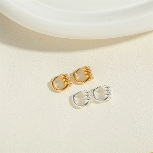 French vintage heart hoop earrings in gold and silver with textured wrapped design