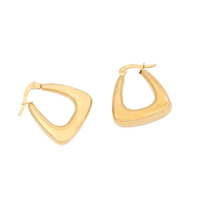 Minimalist gold geometric irregular triangle hoop earrings in polished stainless steel