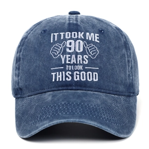 90th birthday washed cotton baseball cap with funny embroidery for men and women