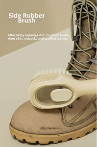 Crepe rubber side brush detail for cleaning and grooming suede and nubuck leather shoes