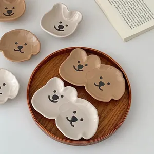 Ceramic Dipping Sauce Dishes Cartoon Bear Dog Shaped Mini Appetizer Plates For Home Kitchen Side Dish Seasoning Bowl
