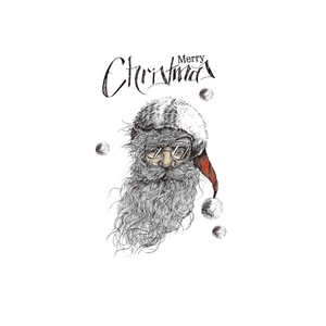 Retro hand-drawn Santa Claus wall decal with Merry Christmas text for home decoration