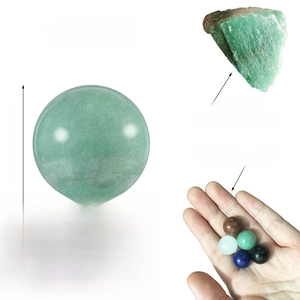 Detailed specs of 16mm natural crystal balls showing size, weight, and multi-color stones