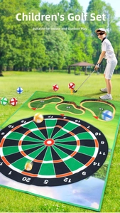 Set de golf infantil con alfombra de tiro, bolas de colores y palo telescópico