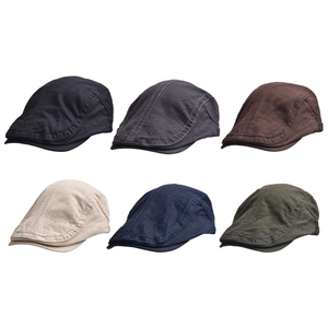 Classic cotton beret caps for men and women in six various solid colors collection