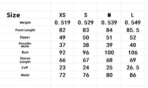 Tableau des tailles détaillé pour la robe blazer en tweed avec mesures du XS au L