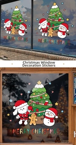 Detailed Christmas window stickers with Santa, snowman, and gingerbread man motifs