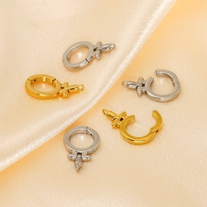 Stainless Steel Round Hinge Clasp Jewelry Connector 18K Gold Plated Spring Gate DIY Finding For Necklace Bracelet