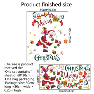 Cartoon Santa Claus Christmas wreath door sticker dimensions and layout description