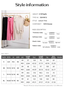 Größentabelle und Stoffdetails für Damen Strick-Zweiteiler Freizeitanzug mit Maßen