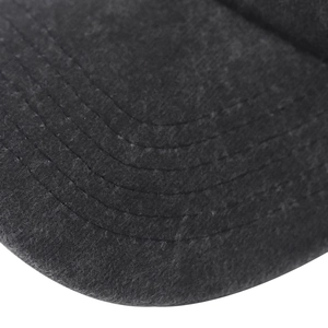 Macro shot of reinforced stitching and brushed cotton texture on a black baseball cap brim