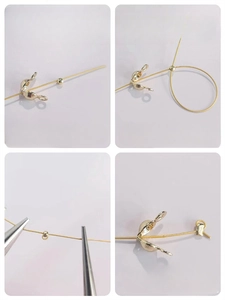 Step-by-step tutorial for assembling gold S925 silver jewelry end clasps and beads