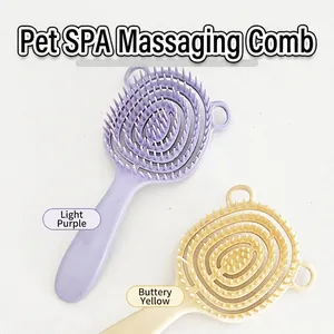 Pettine Per Massaggio Animali Domestici LDPE Plastica Spirale Cava Spazzola Per Toilettatura Gatti E Cani Design Orecchie Animali