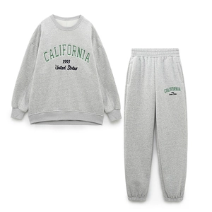 Femme Sweat-shirt Et Pantalon De Jogging Décontracté Tricot Mélange De Coton California Imprimé Lettres Manches Longues Sport