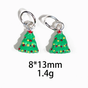 Detail of Christmas tree charms with red dots, size 8x13mm for DIY jewelry making