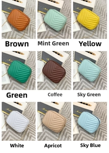Nine colors of small crossbody bags with V-quilted texture and metal chains