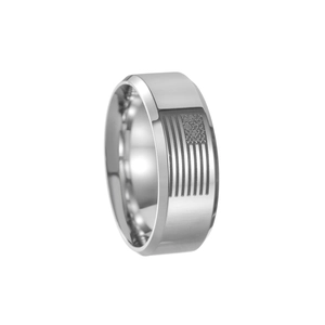 Bague pour homme en acier inoxydable de 8mm avec motif de drapeau américain gravé
