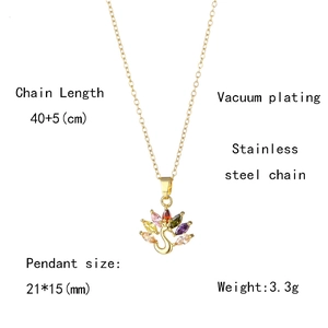 Detailed size chart for peacock pendant necklace with length and weight specifications