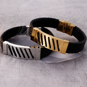 Punk Geflochtenes Lederarmband Mit Edelstahl Hohlplatte Retro Gothic Persönlichkeit Herren Handschmuck