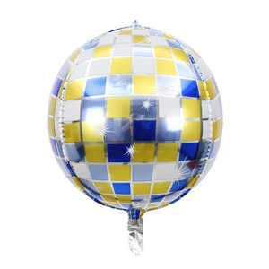 Palloncino disco 4D colorato da 22 pollici con motivi metallici oro, blu e argento