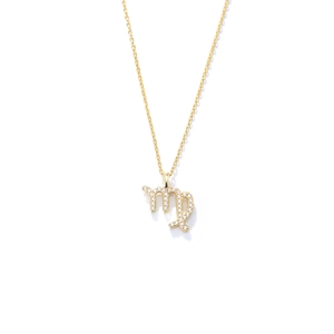 S925 sterling silver Virgo zodiac pendant necklace with gold plating and sparkling crystals