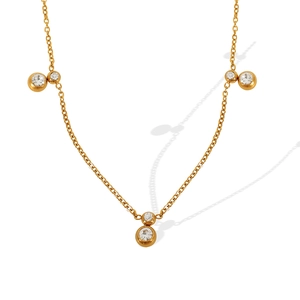 Elegant gold necklace with three zircon drop pendants on a delicate thin chain