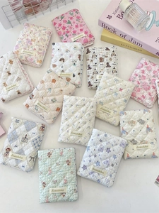 Passport Holder Quilted Cotton Fabric Travel Document Organizer Case Cute Cartoon Floral Protective Cover For Women