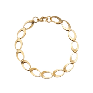 Classic 18K gold-plated stainless steel oval link chain bracelet with lobster clasp