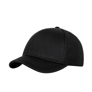 Black full mesh baseball cap with short brim for breathable summer outdoor sun protection