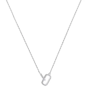 Minimalist S925 sterling silver necklace with interlocking crystal rectangles