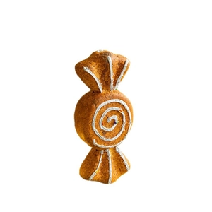 Gingerbread candy ornament with white spiral cream texture for Christmas tree decor