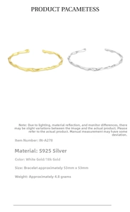 Detail of irregular wave open bangle in S925 silver with gold and silver finishes