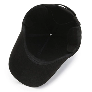Inside view of men's winter baseball cap showing warm thick lining and six-panel stitching