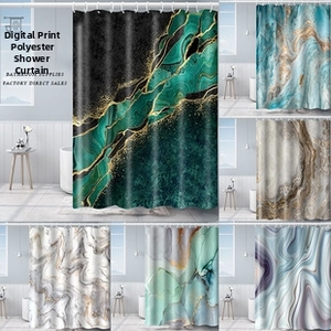 Mehrere wasserdichte Polyester-Duschvorhänge mit digitalem Marmormuster und Texturen
