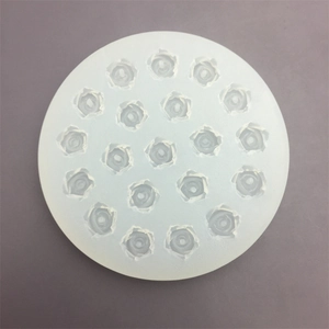 Close-up of 20-hole mini rose silicone mold for DIY chocolate and fondant crafts