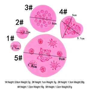 Set de moldes de silicona rosa con flores para decoración de pasteles y fondant creativo