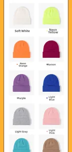 Detail view showing multiple color options for the double-layer thermal knitted beanie cap